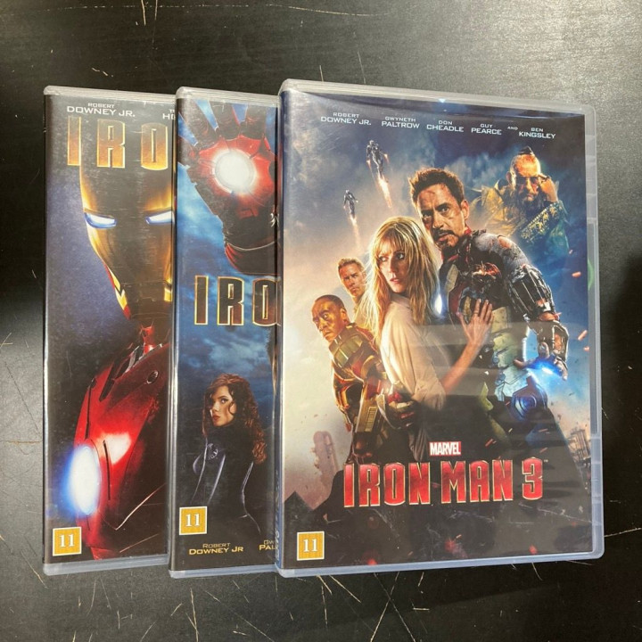 Iron Man 1-3 3DVD (M-/M-) -toiminta/sci-fi-